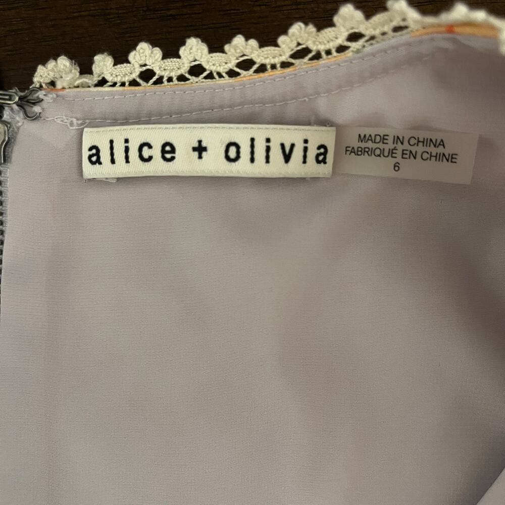 Alice + Olivia Kirean V-Neck Sleeveless Floral Mini Dress Posy Garden Size 6 - Picture 7 of 9